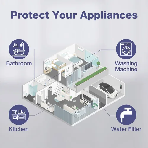 Vista 6 de SimPure Sistema de filtro de agua para toda la casa, 2 etapas de prefiltración de agua transparente para el hogar con filtros de carbono