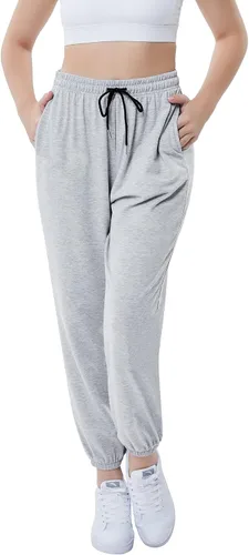 Vista 2 de KOJOOIN Pantalones deportivos casuales holgados para mujer, de cintura alta, pantalones deportivos con bolsillos