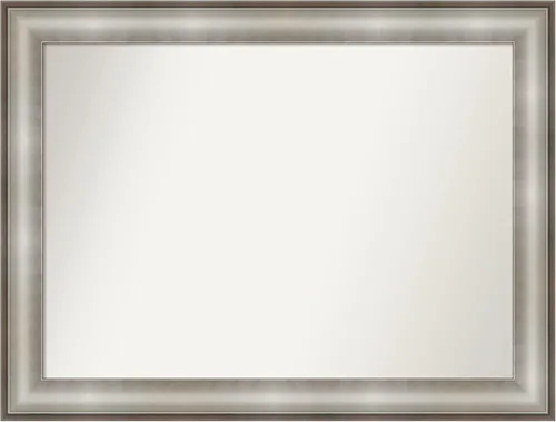 Vista 392 de Amanti Art Espejo de baño plateado para sobre el fregadero, 28 x 37 pulgadas, elegante espejo rectangular de peltre cepillado, marco de madera