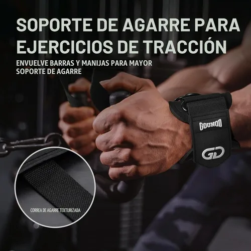 Vista 5 de GOUNOD Lifting Wrist Straps with D Ring for Weightlifting & Gym Negro (Grip)
