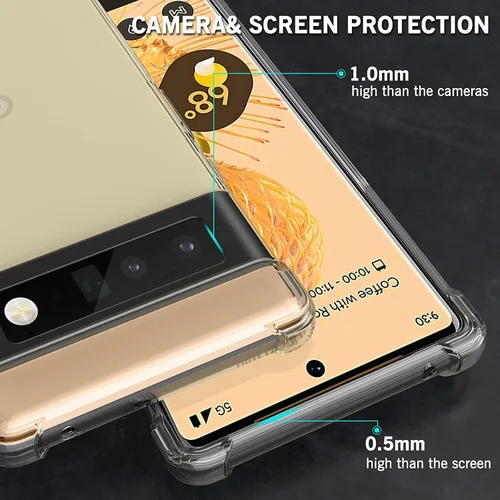 Vista 4 de KIOMY Funda para Google Pixel 6 Pro, esquinas de bolsa de aire a prueba de golpes, funda protectora para teléfono, diseño híbrido, parte trasera