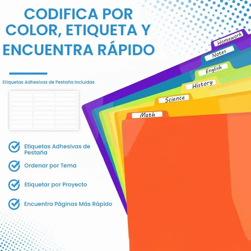 Vista 7 de Binditek - Organizador de proyectos de polietileno de 12 bolsillos con 6 separadores, carpeta organizadora resistente con bolsillo en la portada