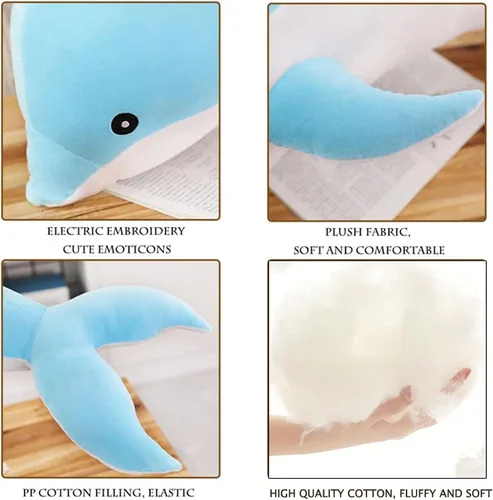 Vista 4 de Somao Animales de Peluche Delfín Almohada de Peluche Súper Suave Juguetes de Peluche de Animales Marinos Muñecas para Niños y Niñas Cojín para Azul