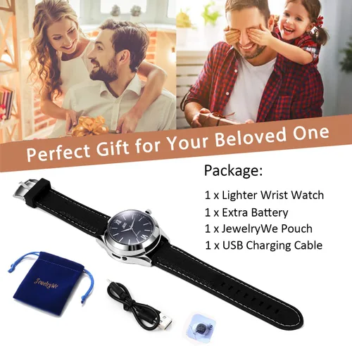 Vista 6 de JewelryWe Reloj de pulsera de cuarzo para hombre, con carga USB, resistente al viento, para Navidad