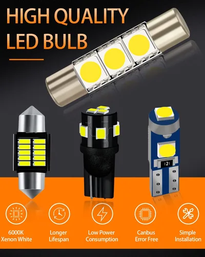 Vista 2 de Paquete de bombillas LED blancas compatibles con Honda Odyssey 2011 2012 2013 2014 2015 2016 2017 Honda Odyssey Luz de domo de mapa interior + luz