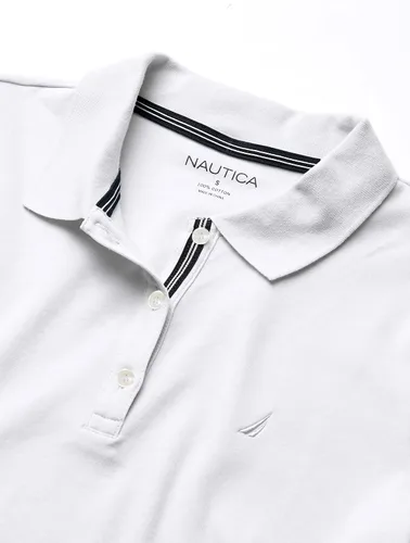 Vista 5 de Nautica Camisa polo de manga corta de 3 botones transpirable 100% algodón para mujer