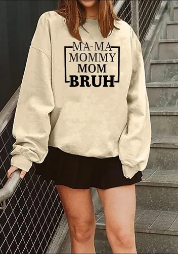 Vista 2 de HEBBE Sudadera de gran tamaño para mujer, mamá, mamá, mamá, Bruh, sudaderas casuales para mamá, blusas