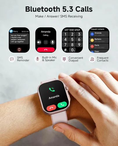 Vista 5 de Reloj inteligente para mujer, monitor de presión arterial, frecuencia cardíaca, oxígeno en sangre, sueño, rastreador de actividad impermeable 3ATM