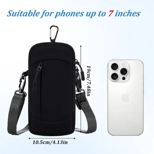 Vista 4 de Soporte para teléfono celular con banda para el brazo, bolsa cruzada 2 en 1 para correr y caminar Hands-free carrying, breathable mesh back