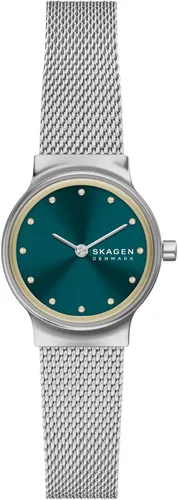 Vista 13 de Skagen Freja Reloj de cuarzo con correa de malla de acero inoxidable para mujer Cuero negro/Plateado