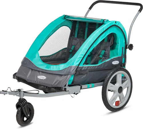 Vista 8 de [Usado] Instep Quick-N-EZ - Remolque doble plegable detrás de la bicicleta para niños pequeños, se convierte en cochecito, para correr, dosel 2