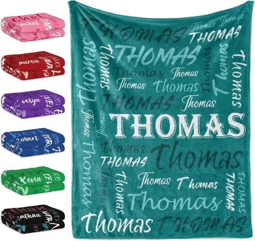 Vista 27 de Manta personalizada con tema negro, manta suave y ligera de franela y forro polar con nombre para hombres, mujeres, niños y niñas - Regalos