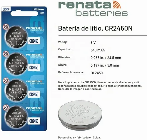 Vista 2 de Renata CR2450N Baterías - Batería de litio de 3 V 2450 (2 unidades)