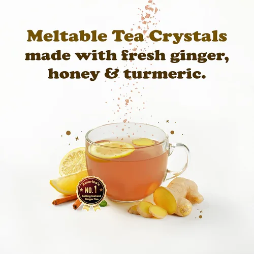 Vista 4 de Pocas Honey Ginger - Té instantáneo en polvo, sabor a cúrcuma, paquete de 2, extracto de jengibre y miel real, té sin cafeína, 20 paquetes por caja
