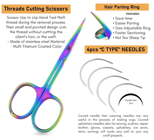 Vista 9 de My Hair Tools - Kit de extensión con removedor de cuentas de micro eslabones y alicates de engarce, tijeras para el cabello, herramientas de peinado