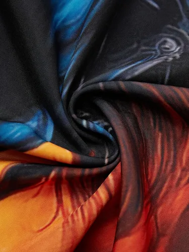 Vista 30 de Camisa de Halloween para Hombre de Hardaddy, de Manga Corta, con Botón, con Estampado Gracioso, Camisa Casual Negro