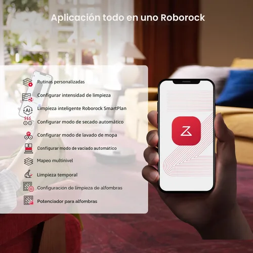 Vista 9 de roborock Qrevo S5V Robot Aspiradora y Trapeador, Trapeado de Borde FlexiArm, Succión de 12,000Pa, Sistema Dual Cero Enredos, Evitación Inteligente