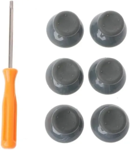 Vista 2 de 7-In-1 3D Analog Thumb Stick Caps + T8 Screwdriver Tool For Xbox 360 Controller. (Black)