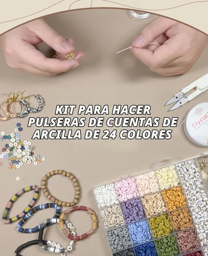 Vista 9 de ClaBead Kit de 6300 cuentas de arcilla para hacer pulseras para adultos, 24 colores, cuentas de arcilla de 0.236 pulgadas para hacer joyas