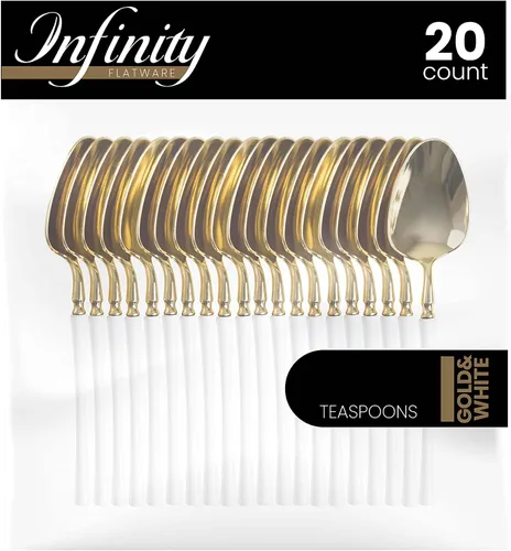 Vista 27 de PlasticPro 20 unidades de tenedores de cena de plástico dorado de calidad premium resistentes desechables elegantes cubiertos de cena para fiesta