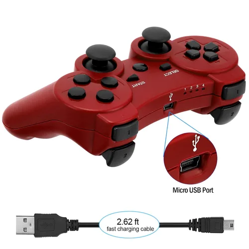 Vista 20 de Ceozon PS3 Controller Wireless 2 Pack Gamepad Compatible for PS3 Remote Joystick with Charging Cables Black and Black