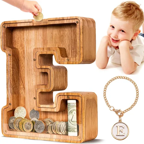 Vista 111 de SummiDate Alcancía de madera de letra para niños y niñas, Alfabeto, personalizada, regalo de cumpleaños y pascua para niños (A)