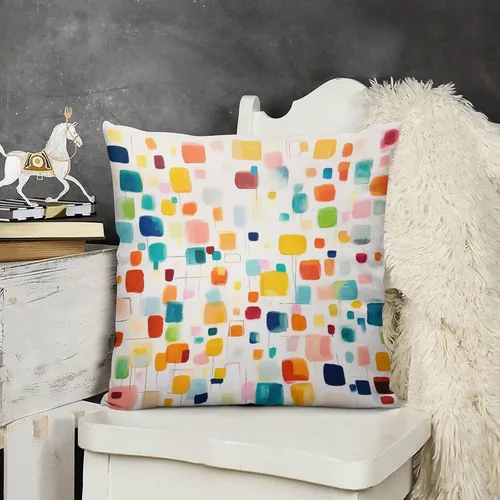 Vista 14 de Almohadas grandes para cama, fundas de almohada abstractas coloridas con patrón de rayas verticales, fundas de almohada cuadradas suaves, fundas