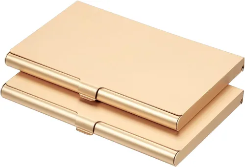 Vista 8 de PATIKIL Portatarjetas de visita, 2 piezas de aleación de aluminio, funda delgada para tarjetas de nombre para mujeres y hombres, color negro