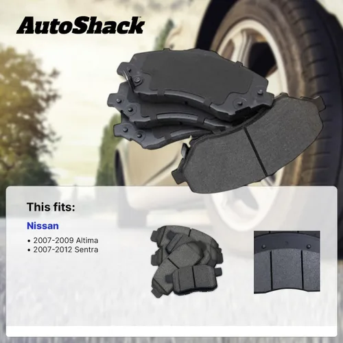 Vista 2 de AutoShack - Juego de pastillas de freno de cerámica delanteras y traseras para Nissan, Sentra 2007-2012 Altima 2007-2009, FWD L4 2.5L V6 3.5L