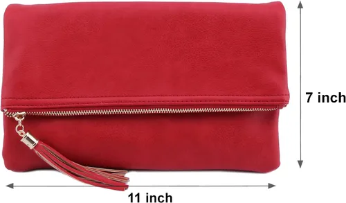 Vista 4 de Solene Bolsas de mano de sobre para mujer, billetera cruzada con borlas y correa de cadena, elegante bolso de noche