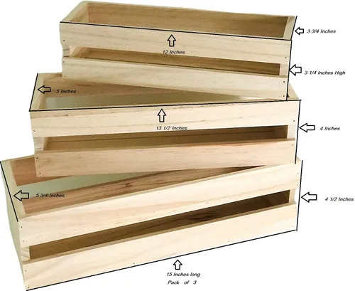 Vista 9 de Oojami Juego de 3 cajas de madera para manualidades, cajas de madera para exhibición, cajas de madera para manualidades, caja de madera decorativa