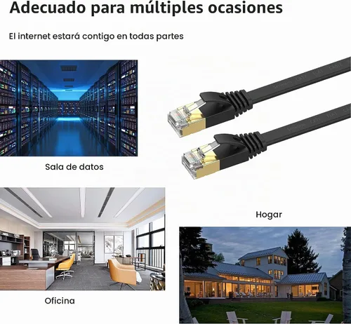 Vista 6 de Cable Ethernet Cat 7 de 25 pies de alta velocidad 10Gbps 600MHz, cable Ethernet blindado, cable LAN con RJ45, cable de conexión de red de Internet