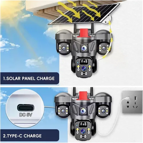 Vista 8 de Cámara de seguridad solar de triple lente Cámara WIFI y 32GB