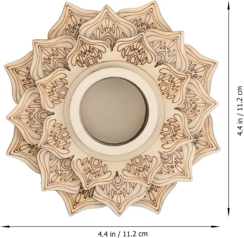 Vista 3 de Angoily Soporte de bola de cristal de 4.40 pulgadas, base de loto, soporte de esfera de madera, exhibición decorativa de mesa para decoración
