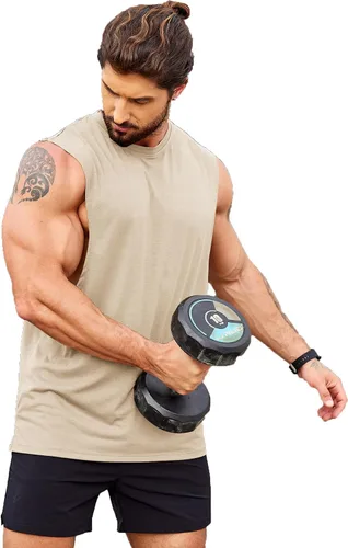 Vista 5 de COOFANDY Camiseta sin mangas de entrenamiento para hombre, paquete de 2 camisetas sin mangas para gimnasio y culturismo