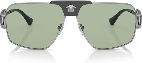 Vista 4 de Versace Gafas de sol Hombre Montura Gunmetal, Lentes Verdes, 63MM
