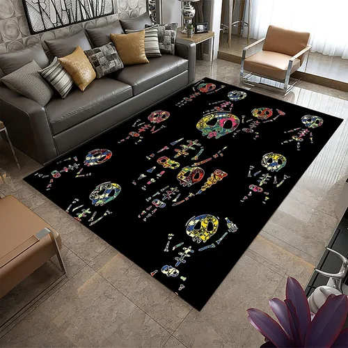 Vista 10 de Alfombra de araña negra, 3 x 4 pies, alfombra impresa en 3D de telaraña de terror, alfombra para dormitorio de niños, habitación de niños, sala