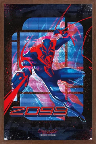 Vista 10 de Marvel Spider-Man: Across the Spider-Verse - Póster de pared de Spider-Man 2099, 22.4 pulgadas de largo x 14.7 pulgadas de ancho, versión enmarcada