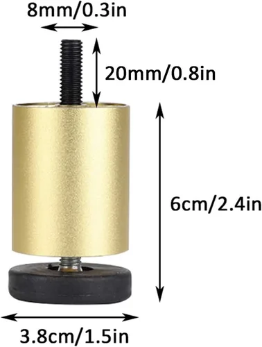 Vista 2 de Patas ajustables de aleación de aluminio para muebles, modernas patas de sofá roscadas de oro mate M8, mesa de centro/gabinete