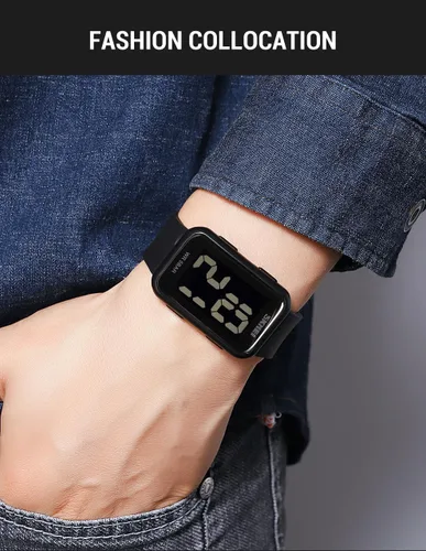 Vista 2 de Gosasa Reloj digital cuadrado para hombre y mujer, con números grandes, esfera impermeable, LED