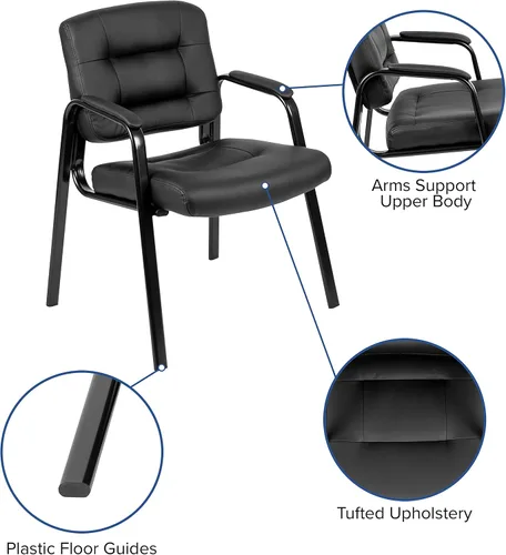 Vista 4 de Flash Furniture Darwin Flash Fundamentals LeatherSoft - Silla de recepción ejecutiva, moderna silla copetuda para sala de estar u oficina