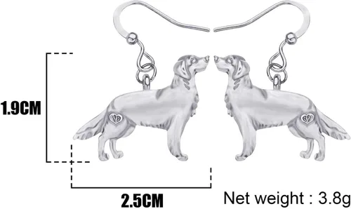 Vista 6 de DUOWEI Delicados aretes de perro Golden Retriever estilo vintage para mujeres, adolescentes y niñas, joyería estética, regalos