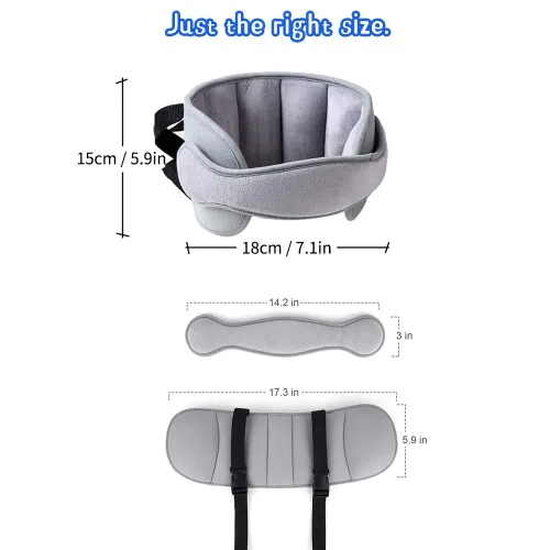 Vista 7 de Banda de apoyo para la cabeza del asiento de automóvil para bebé, cómodo soporte de almohada para cabeza y cuello, ajustable, alivio del cuello