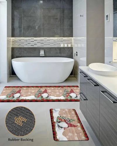 Vista 5 de Tapete de baño de Navidad para bañera, antideslizante, de secado rápido y absorbente, de tierra de diatomeas, tapete de cocina, felpudo de cocina