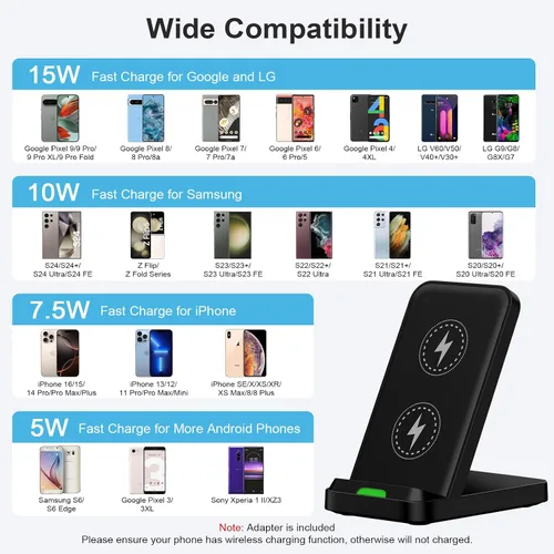 Vista 4 de Soporte de cargador inalámbrico para Moto G Stylus 5G 2025/2024, Moto Edge/Razr 2025, Moto G Power 5G 2025/2024, estación de carga rápida de 15 W