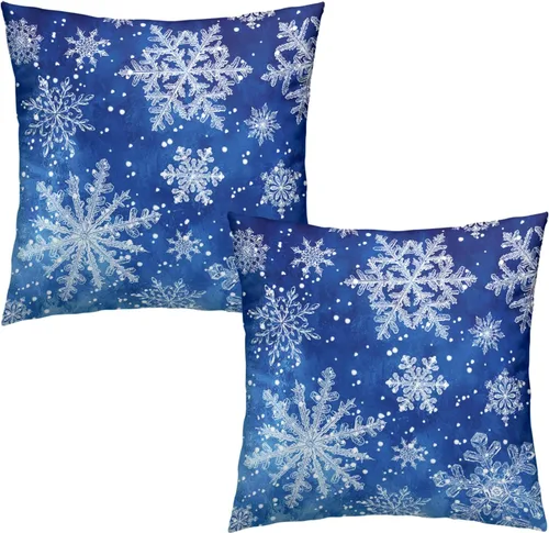 Vista 29 de Juego de 2 fundas de almohada patrióticas para exteriores, diseño de estrellas azules del 4 de julio, 16 x 16 pulgadas, fundas de almohada