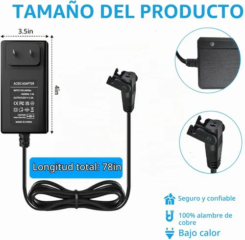 Vista 3 de Silla elevadora universal o kit de adaptador de reclinación eléctrica - Fuente de alimentación conmutada de 29 V 2 A CA/CC con cable de 8.2 pies