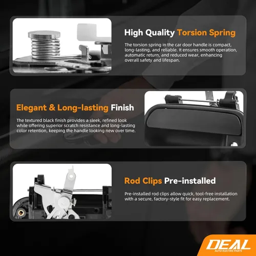 Vista 5 de DEAL AUTO ELECTRIC PARTS Pestillo de manija de la puerta trasera de la caja de camioneta con kit de repuesto de orificio para llave, compatible