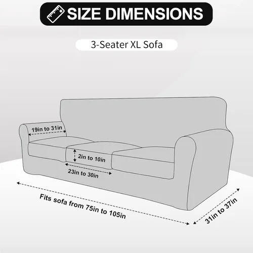 Vista 6 de FestiCorp Funda de sofá de terciopelo, fundas de sofá para sofás de 3 cojines, funda elástica de 4 piezas para sofá, fundas gruesas de muebles