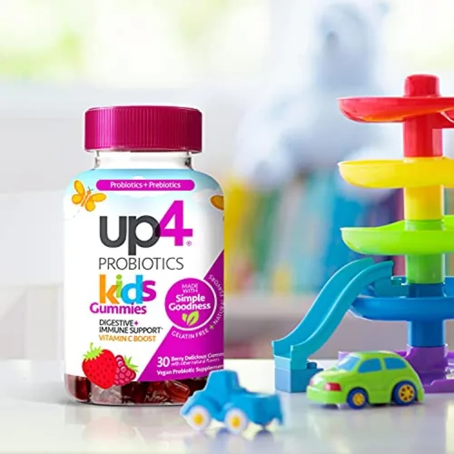 Vista 5 de up4 Gomitas probióticas para niños, apoyo digestivo e inmunológico con prebióticos y vitamina C, sin gelatina, sin gluten y sin OMG, para mayores